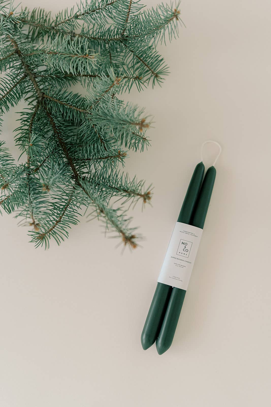 Mo&Co Home - Forest Green | Dipped Beeswax Taper Candles | All Natural