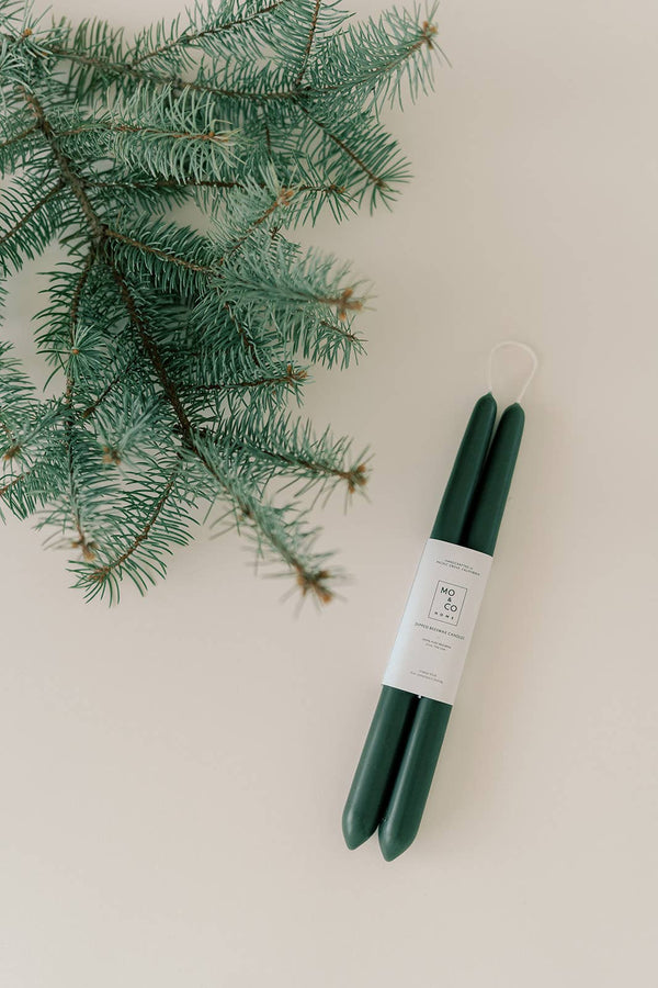 Mo&Co Home - Forest Green | Dipped Beeswax Taper Candles | All Natural