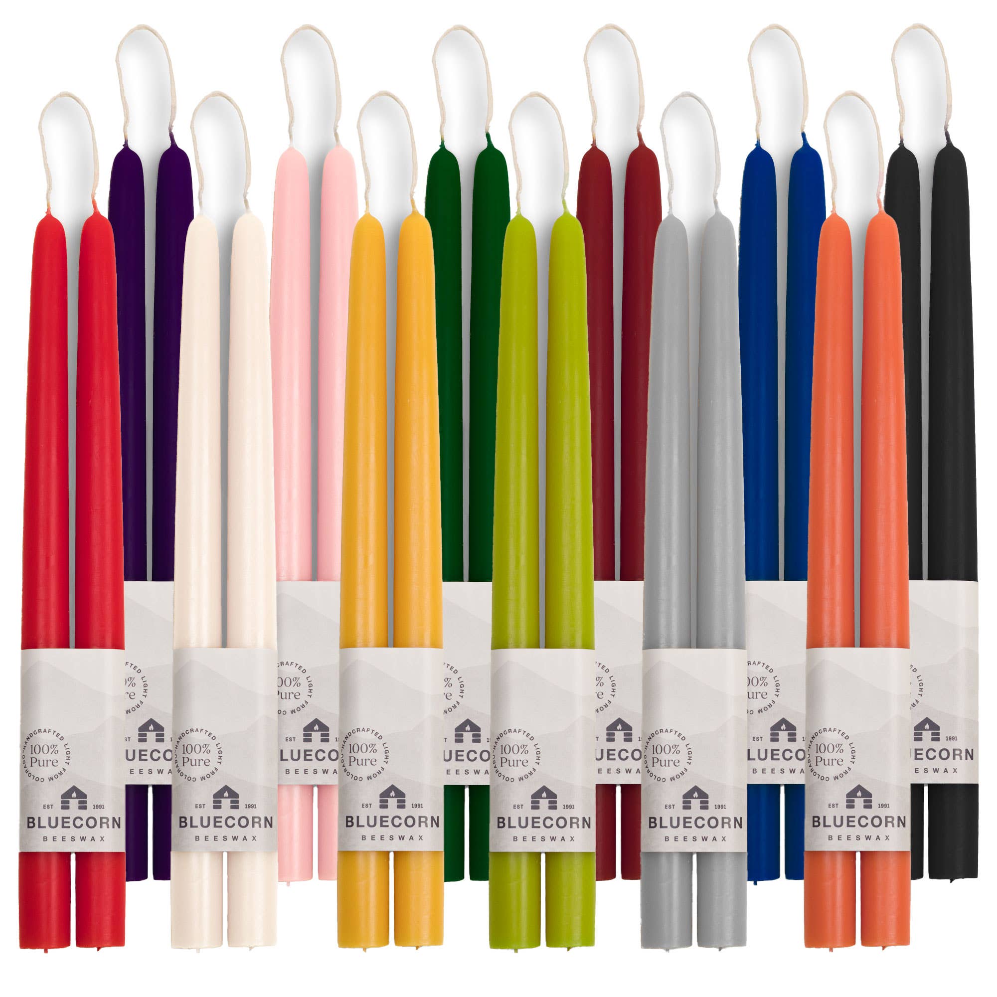 Bluecorn Candles - Beeswax Taper Candles – Eco-Friendly, Dripless & Handmade