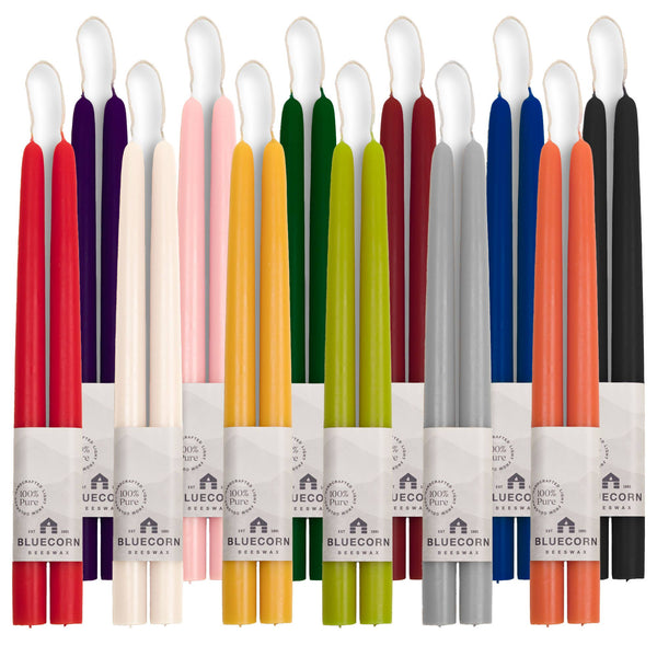 Bluecorn Candles - Beeswax Taper Candles – Eco-Friendly, Dripless & Handmade