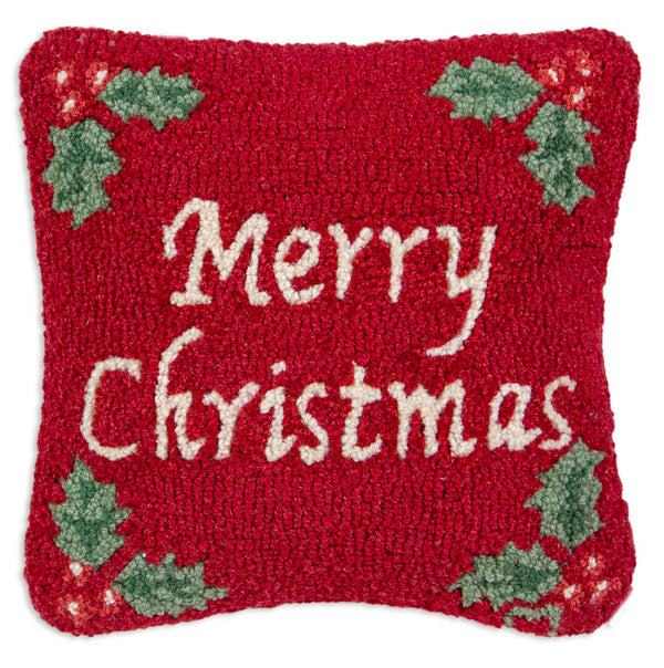 Chandler 4 Corners - Merry Christmas 14"x14" Hooked Wool Pillow