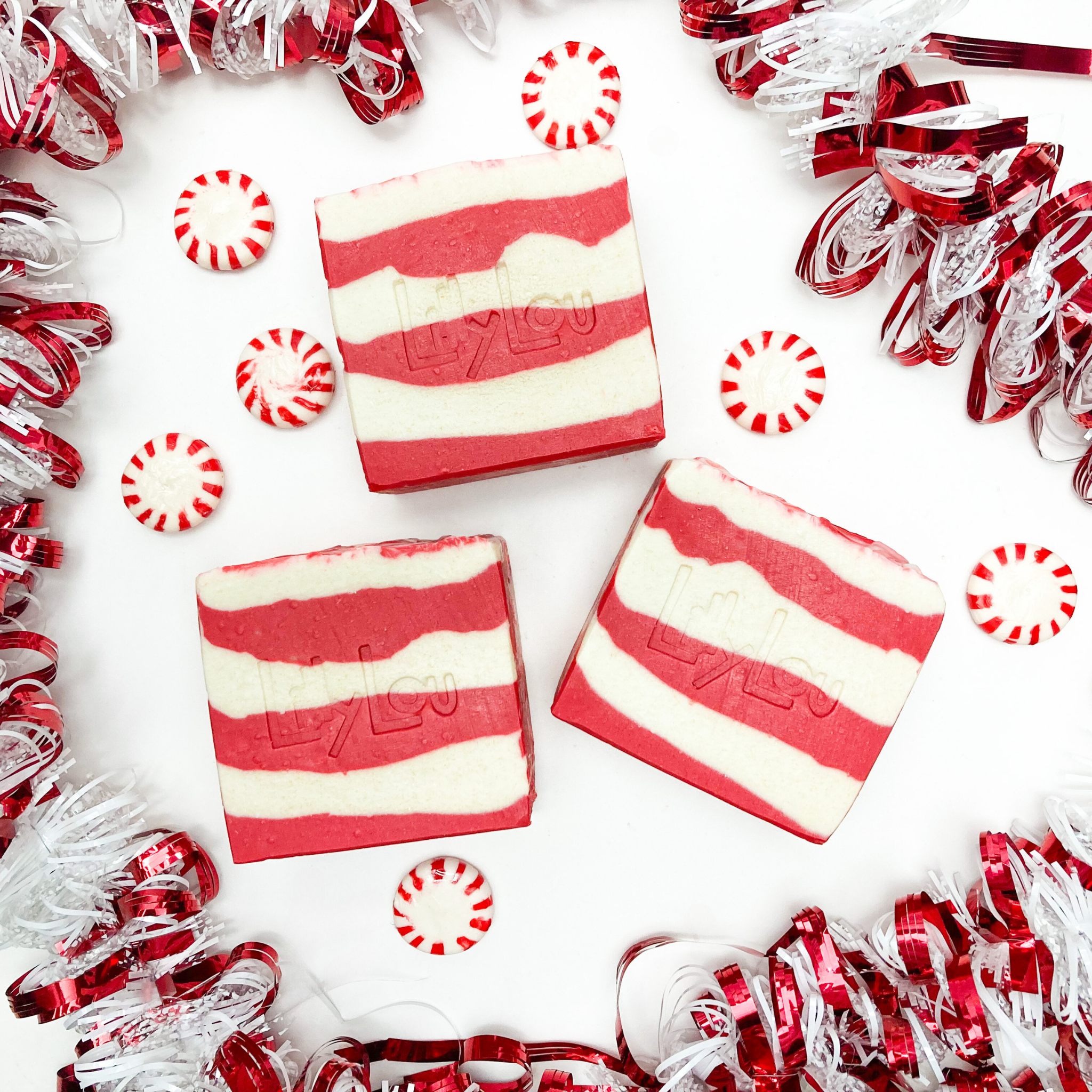Lilly Lou Soap Co. - Candy Cane Soap Bar | Christmas Soap | Goat Milk Soap Bar