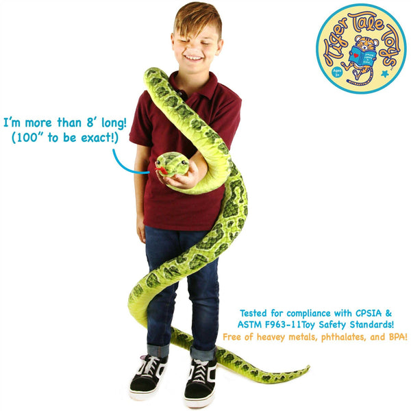 VIAHART Toy Co. - Gustavo The Green Anaconda | 100 Inch Stuffed Animal Plush