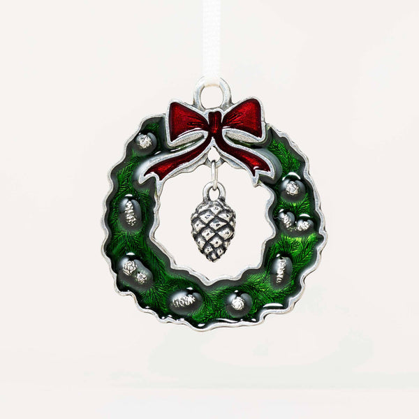 Danforth Pewter - Wreath / Green & Pine Cone
