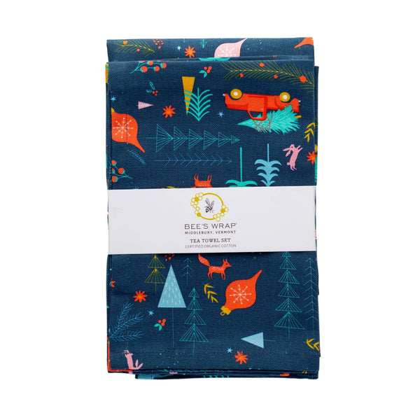 Bee's Wrap - NEW! Holiday Tea Towel 2 Pack, Winter Wonderland, Organic