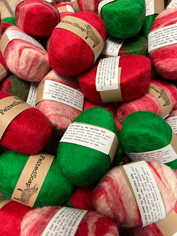 Twisted Purl LLC - Felted Soap Christmas Holiday Color 12 Pack Stocking Stuffer