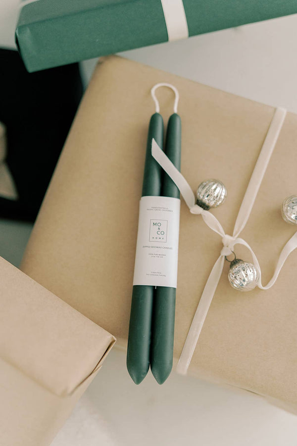 Mo&Co Home - Forest Green | Dipped Beeswax Taper Candles | All Natural