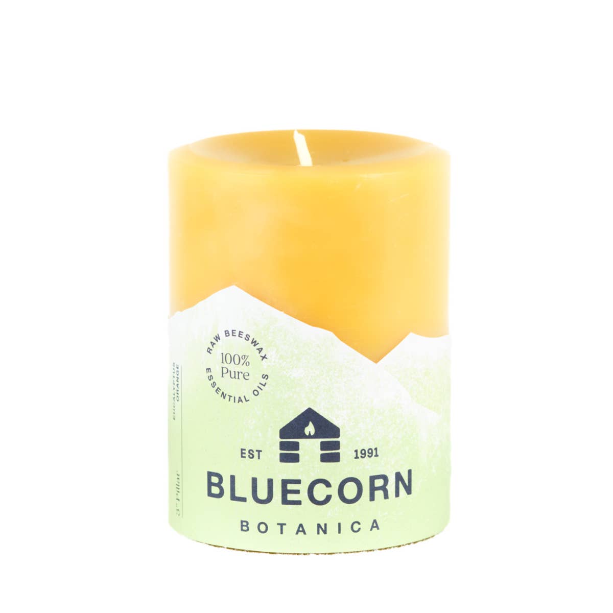 Bluecorn Candles - Scented Beeswax Pillar Candle - Essential Oils, 3x4in