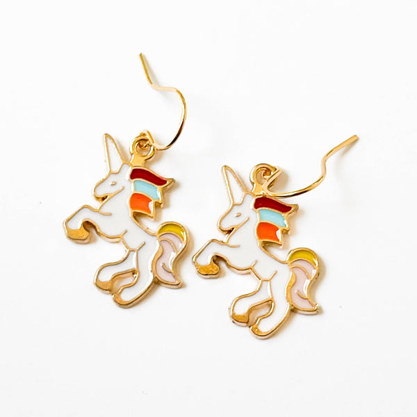 Kids Tiny Cute Charm Earrings and Clip-Ons Stocking stuffers: Pink Elephant / Ear Wire