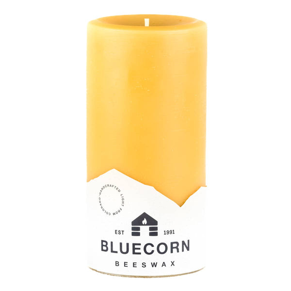 Bluecorn Candles - Beeswax Pillar Candles - 100% Pure, Dripless, 8 Sizes