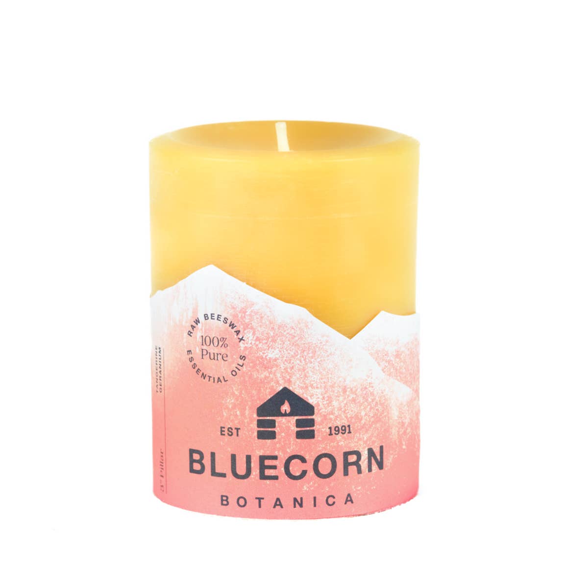 Bluecorn Candles - Scented Beeswax Pillar Candle - Essential Oils, 3x4in