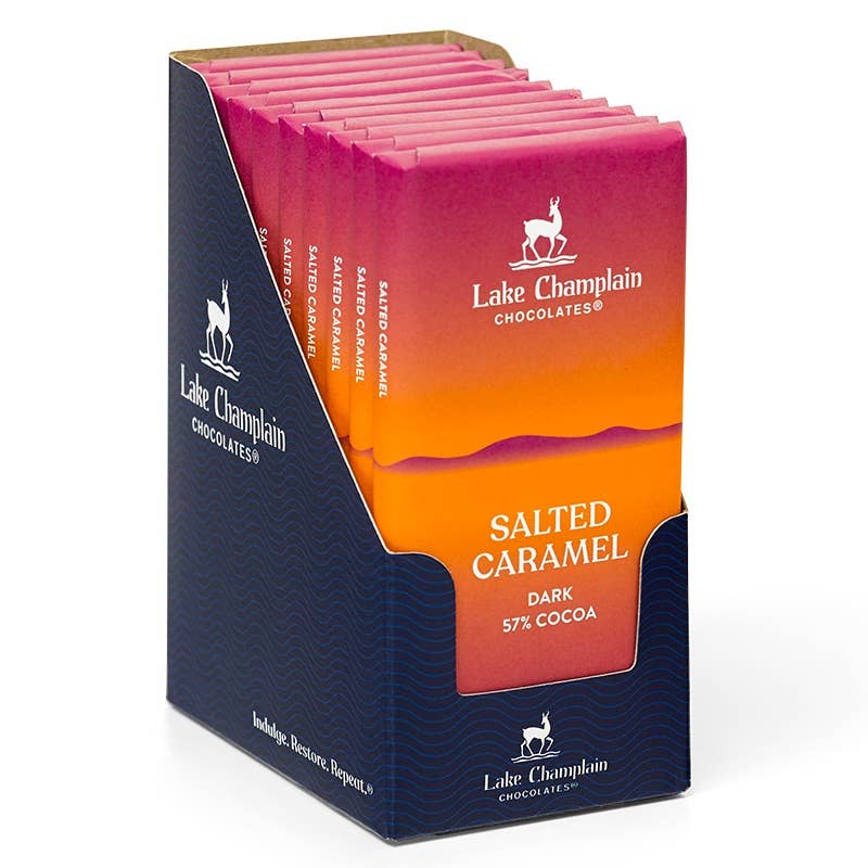 Lake Champlain Chocolates - Dark Choc Salted Caramel Signature Bar, Organic & Fair Trade