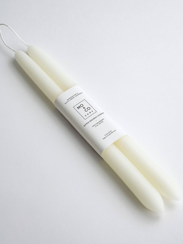 Mo&Co Home - Natural White | Dipped Beeswax Taper Candles | All Natural
