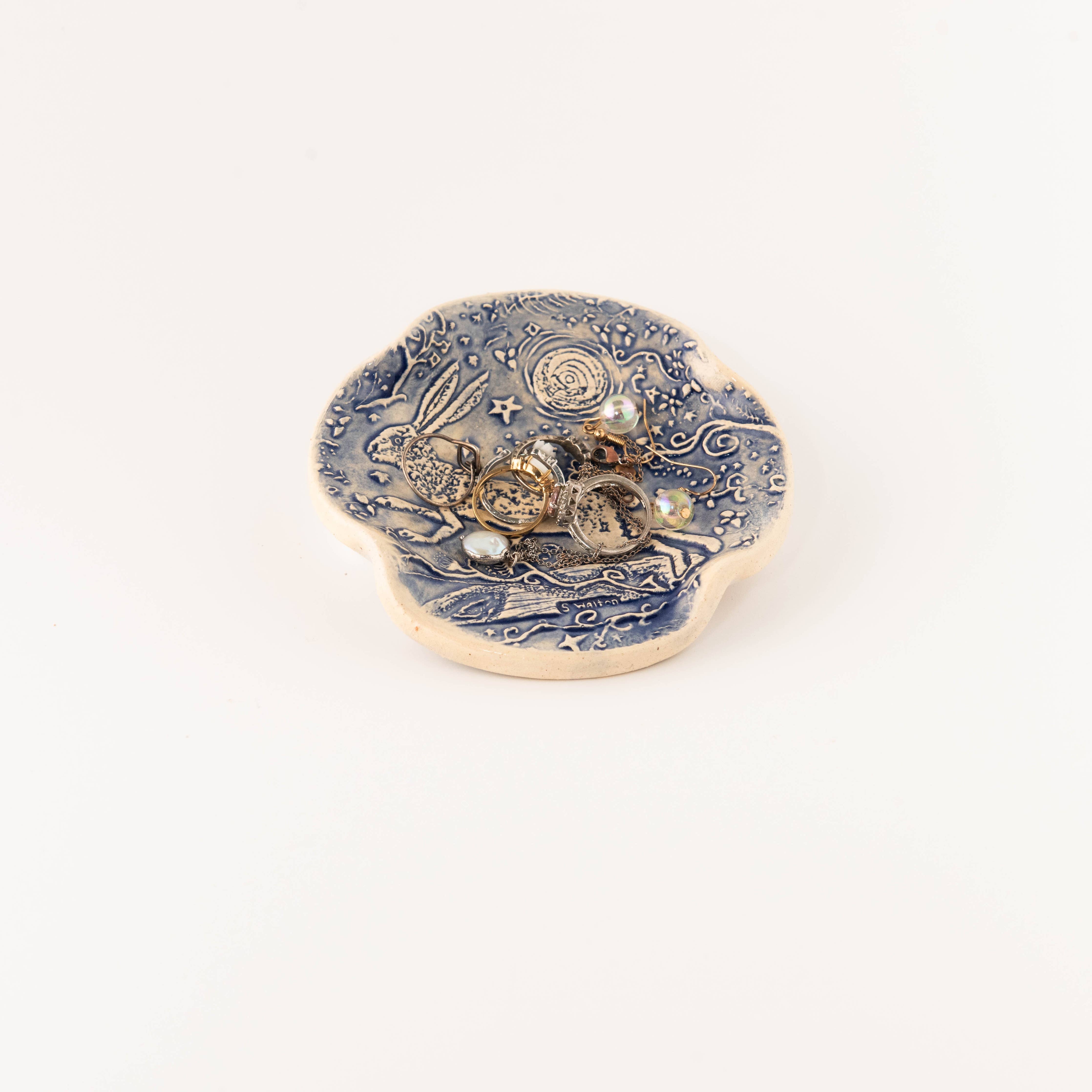 Earthen Relics - Blue Rabbit Moon Spoon Rest