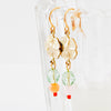 Nest Pretty Things - Small Flower With Coral and Rose Quartz Bead Earrings