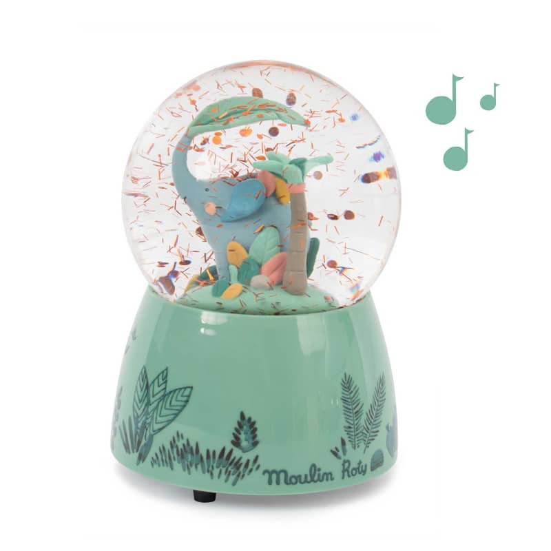 Speedy Monkey - Bergamote The Elephant - Snow Globe Music Box - Moulin Roty