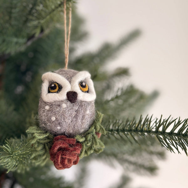 Ganapati - Felt Ornament - Needle Felted Owl