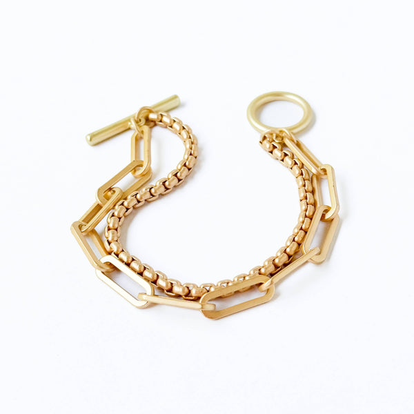 Nest Pretty Things - Double Paperclip  Gold Chain Bracelet With Toggle