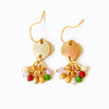 Nest Pretty Things - Small Cute Brass Earrings With Tiny Beaded Clusters
