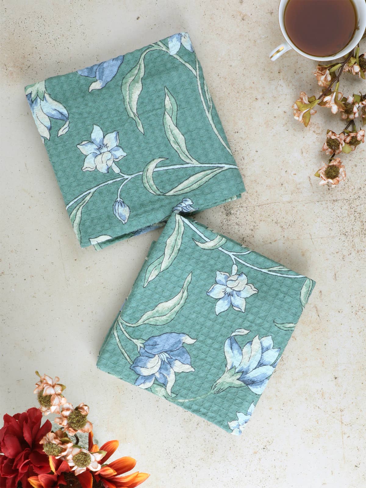 April Cornell - Ajmeer Tea Towel Set of 2 - Jade Green