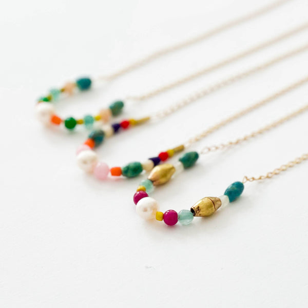 Nest Pretty Things - Dainty Turquoise and Pearl Necklace