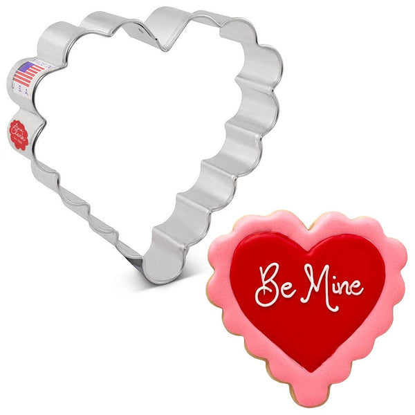 Ann Clark - Scalloped Heart Cookie Cutter, 4". (Bag of 1 Dozen)