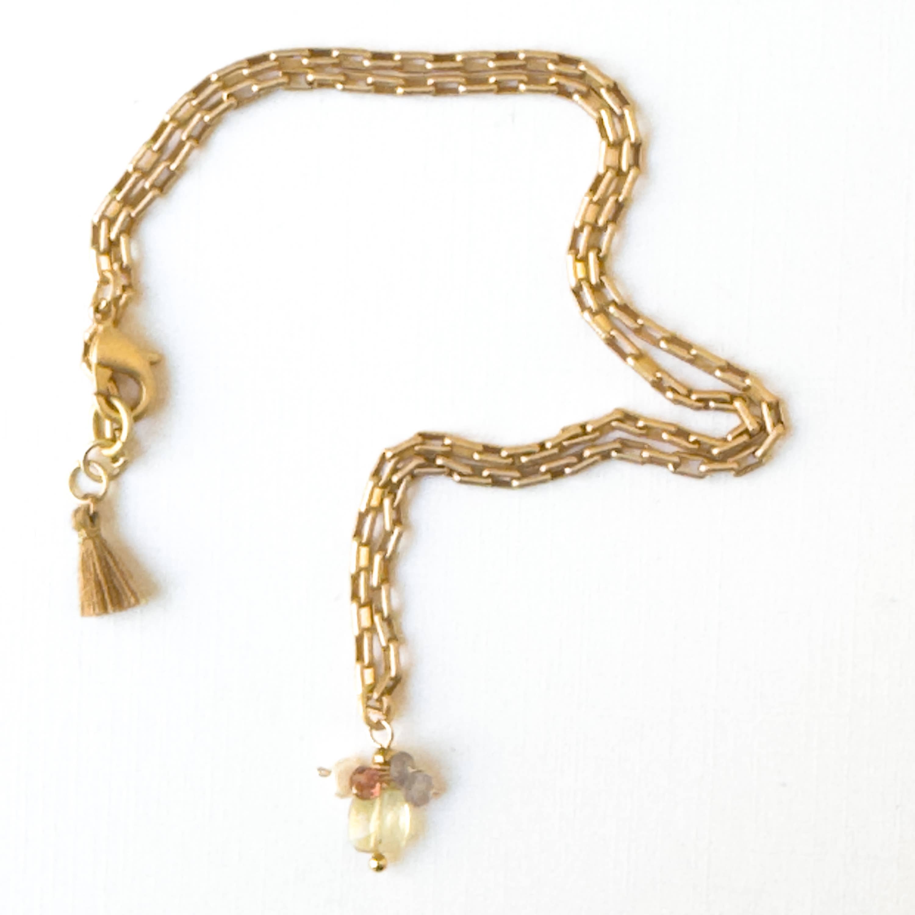 Nest Pretty Things - Gold Paperclip Chain Necklace with Pearls and teeny Flowers
