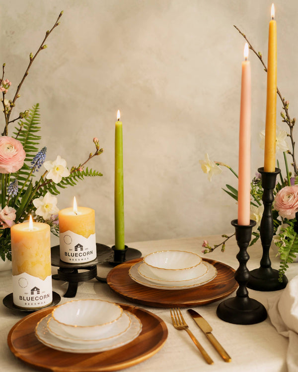 Bluecorn Candles - Beeswax Pillar Candles - 100% Pure, Dripless, 8 Sizes