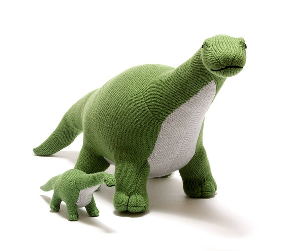 Best Years Ltd - Knitted Green Titanosaur Dinosaur Plush Baby Rattle