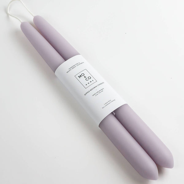 Mo&Co Home - Lavender | Dipped Beeswax Taper Candles | All Natural