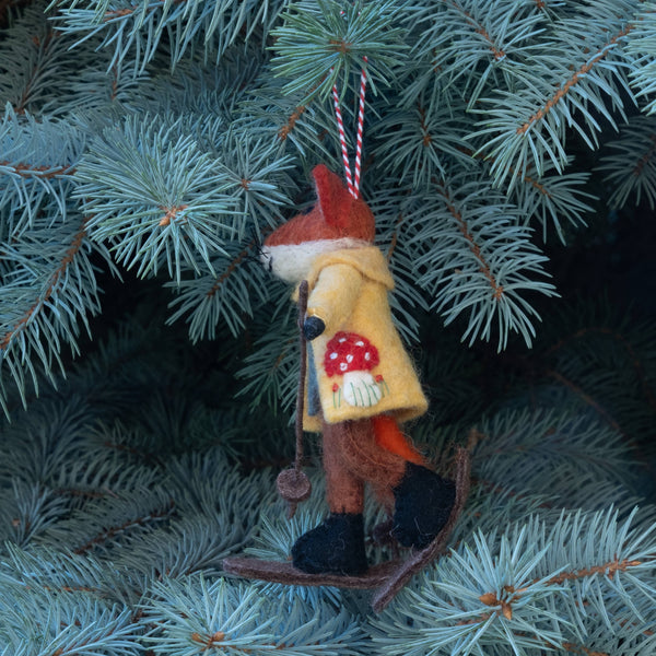 The Winding Road - Ornament - Christmas Decor - Fox on Skis, Assorted