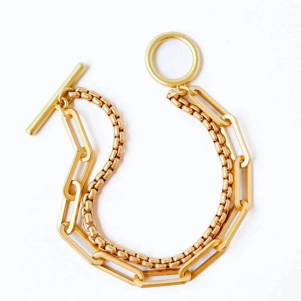 Nest Pretty Things - Double Paperclip  Gold Chain Bracelet With Toggle