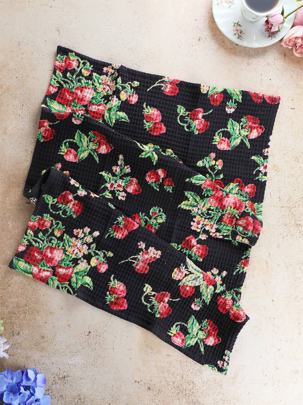 April Cornell - Strawberry Tea Towel Set of 2 - Black