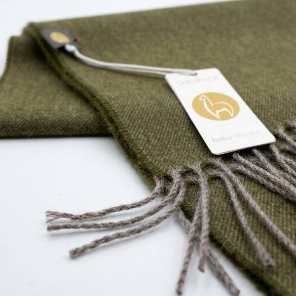 Shupaca Alpaca - 100% Baby Alpaca Scarf - Olive