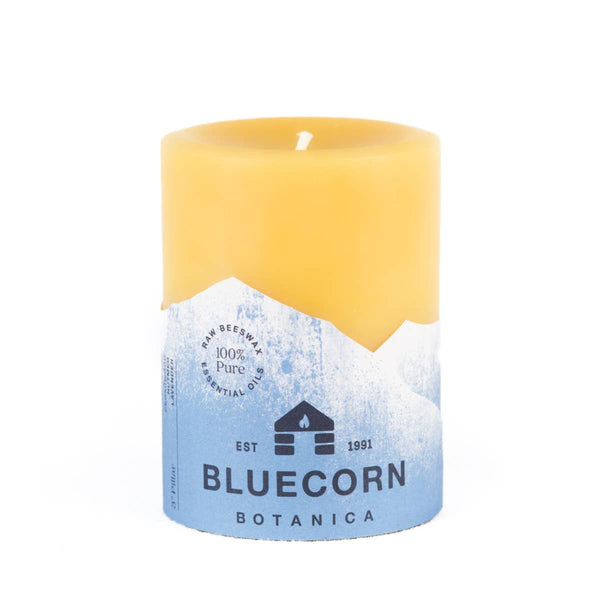 Bluecorn Candles - Scented Beeswax Pillar Candle - Essential Oils, 3x4in
