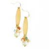 Nest Pretty Things -  Long Golden Brass Earrings With Glass and Crystal Beads