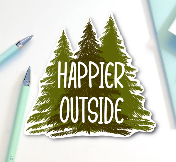 inkpaperfable - Happier Outside Woods Sticker