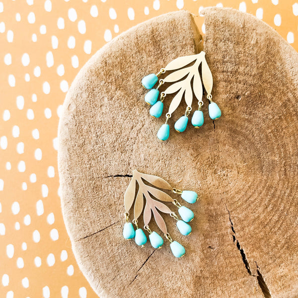 Nest Pretty Things - Turquoise Beaded Botanical Chandelier Studs For Spring