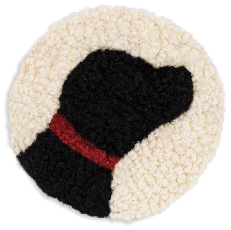 Chandler 4 Corners - Black Lab Hooked Wool Table Coaster