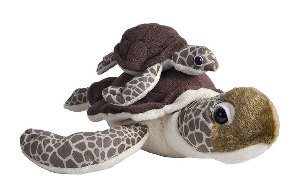 Wild Republic - Mom Baby Green Sea Turtle Stuffed Animal 12"