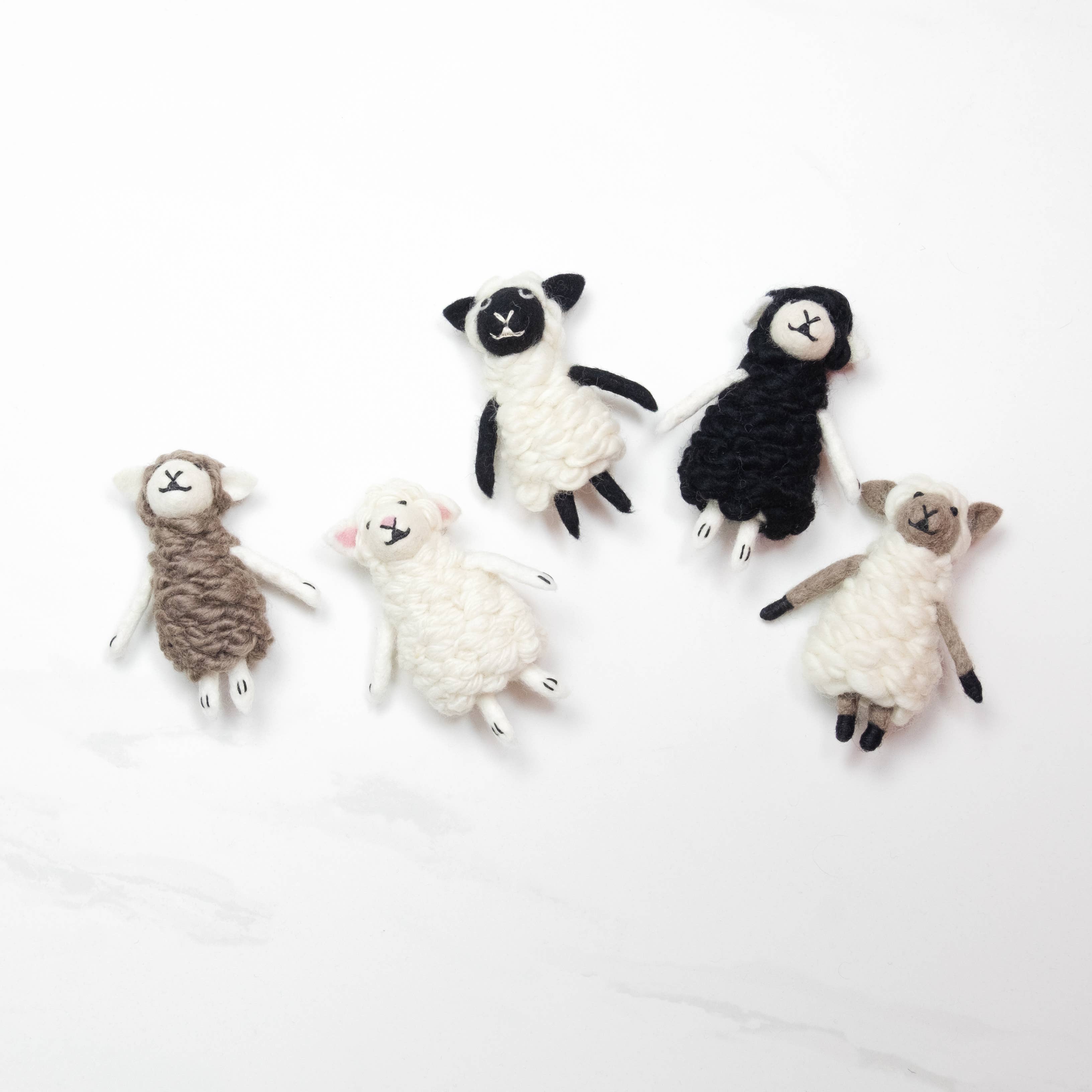 The Winding Road - Felt Sheep Finger Puppets - Set 6