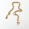 Nest Pretty Things - Gold Paperclip Chain Necklace with Pearls and teeny Flowers