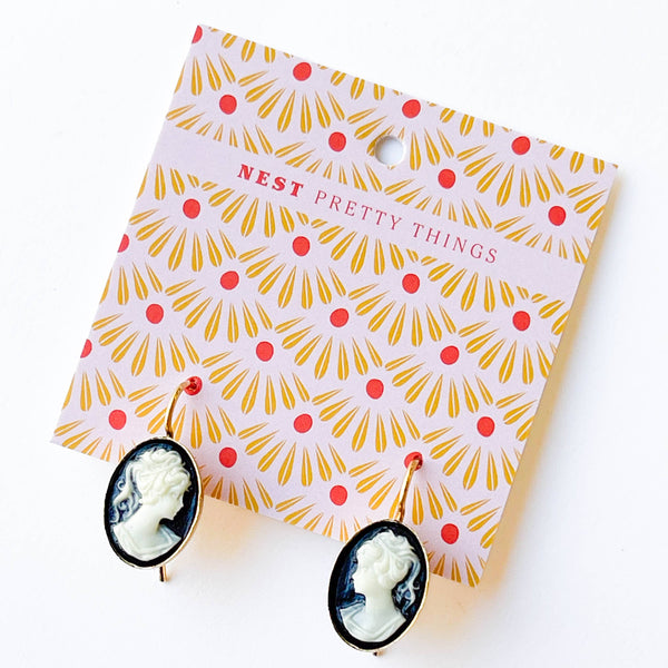 Nest Pretty Things - Small Black Cameo Earrings