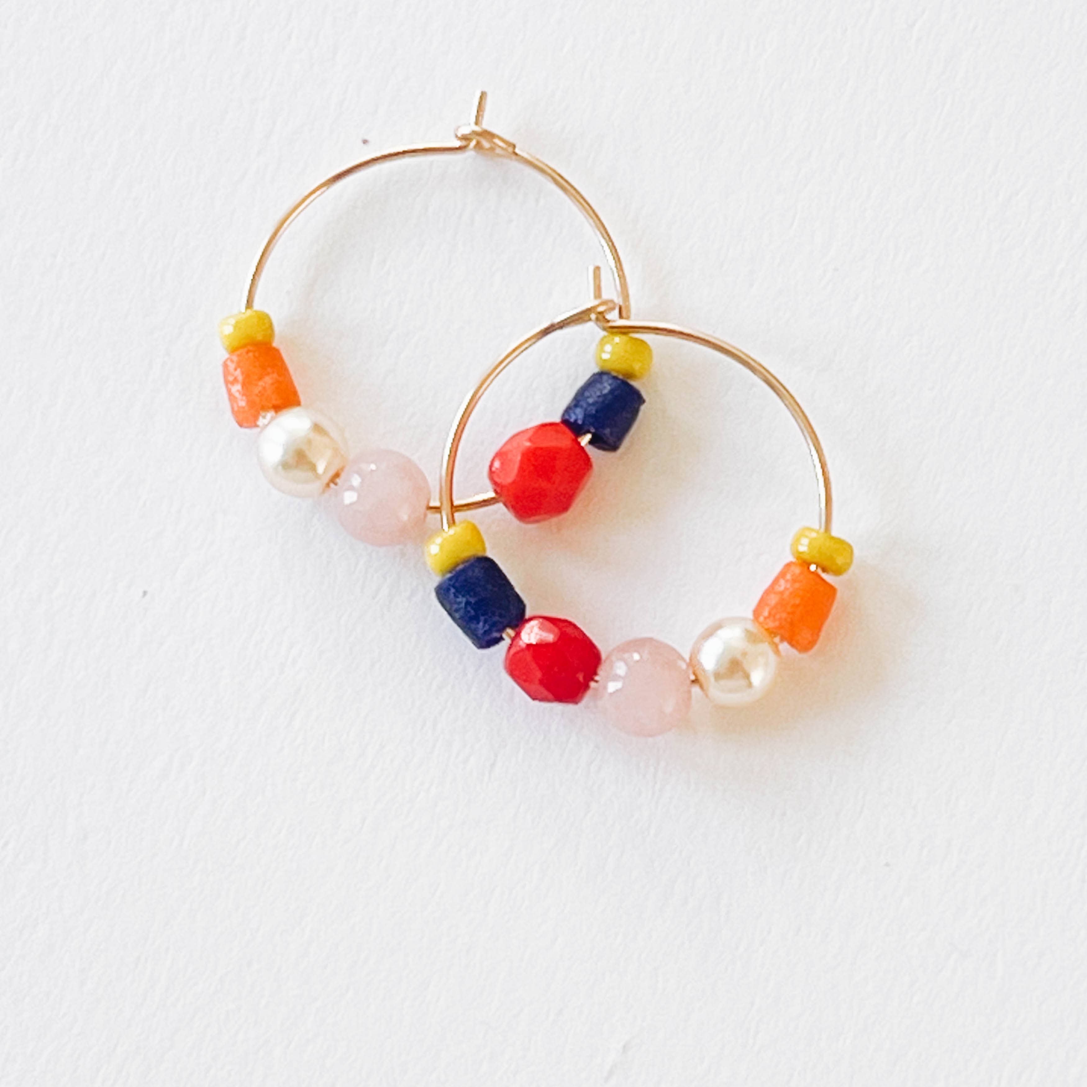 Nest Pretty Things - Small colorful Gold filled hoops