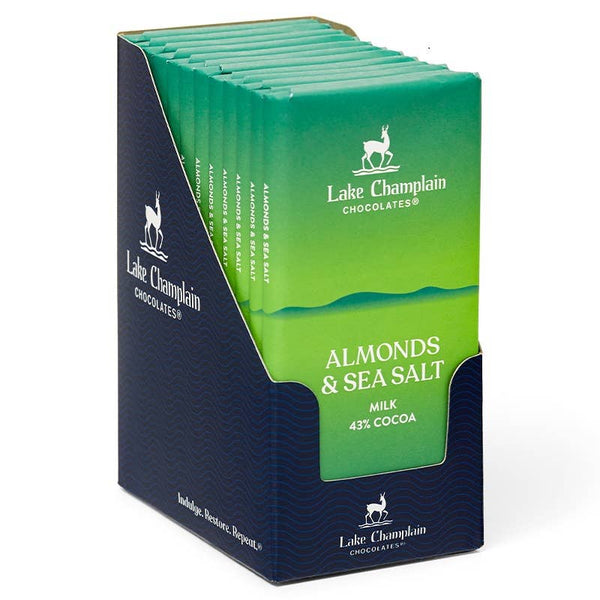 Lake Champlain Chocolates - Milk Chocolate, Almond & Sea Salt Signature Bar FT & Organic