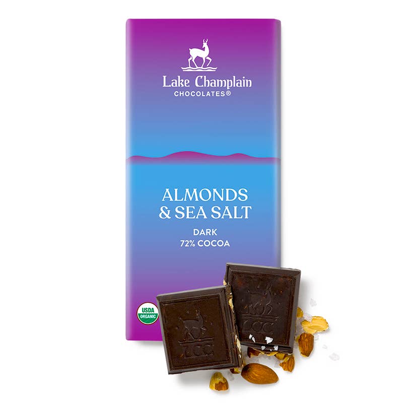 Lake Champlain Chocolates - Dark Almond & Sea Salt Signature Bar, Organic & Fair Trade