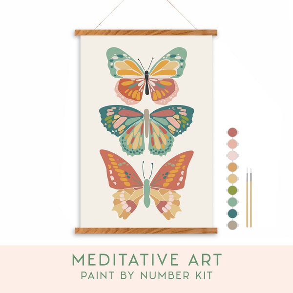 Breathe People - Vibrant Butterflies Meditative Art Paint by Number Kit