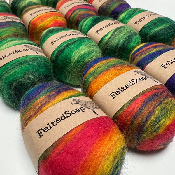 Twisted Purl LLC - Felted Soap St Patrick's Day 12 Pack Green and Rainbow Gift