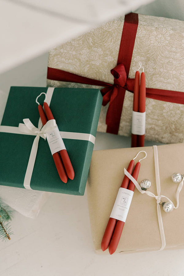 Mo&Co Home -  Berry Red | Dipped Beeswax Taper Candles | All Natural