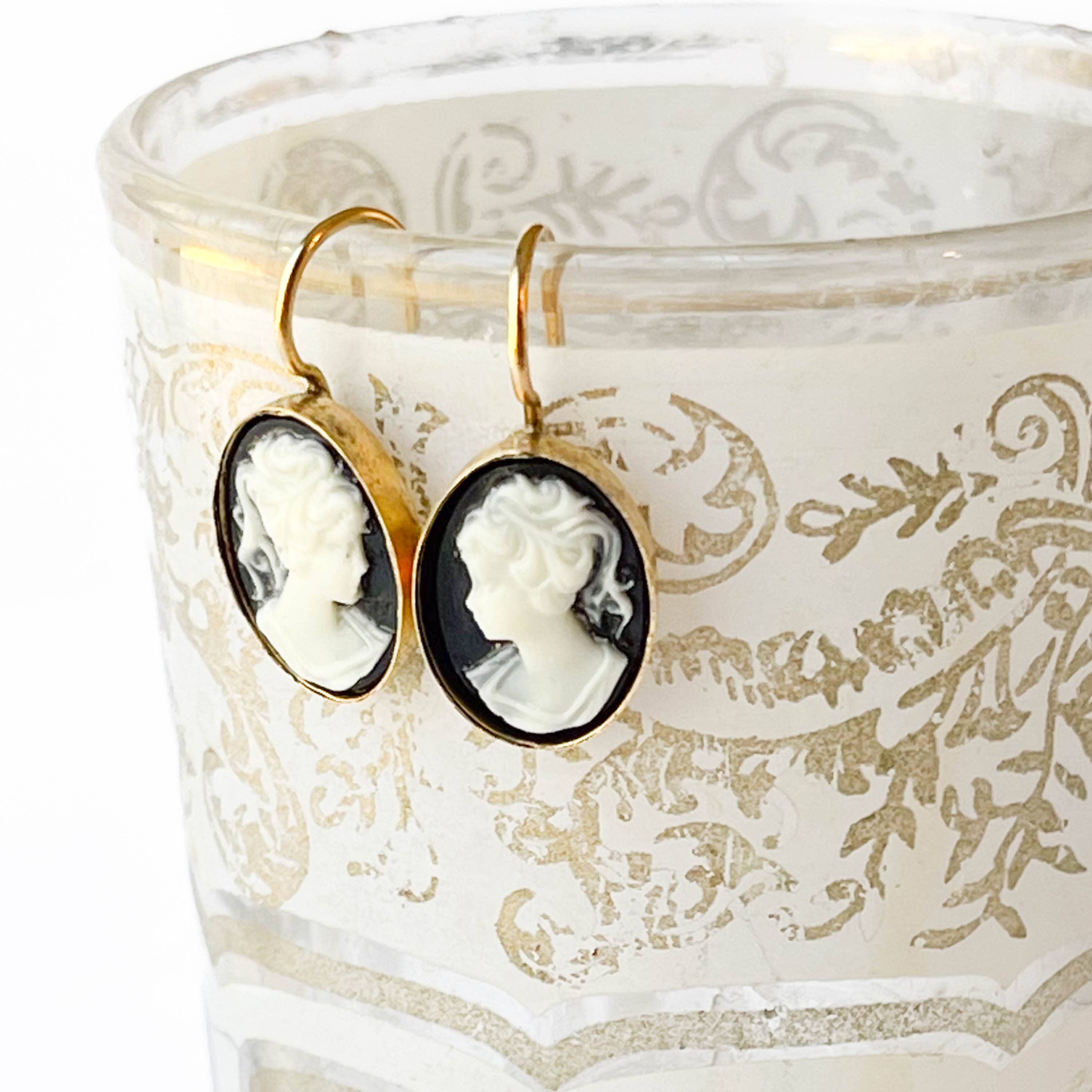 Nest Pretty Things - Small Black Cameo Earrings